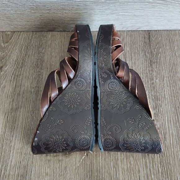 Vintage 90s Report Brown Caged Wedge Platform Sandal 7 - Picture 7 of 10